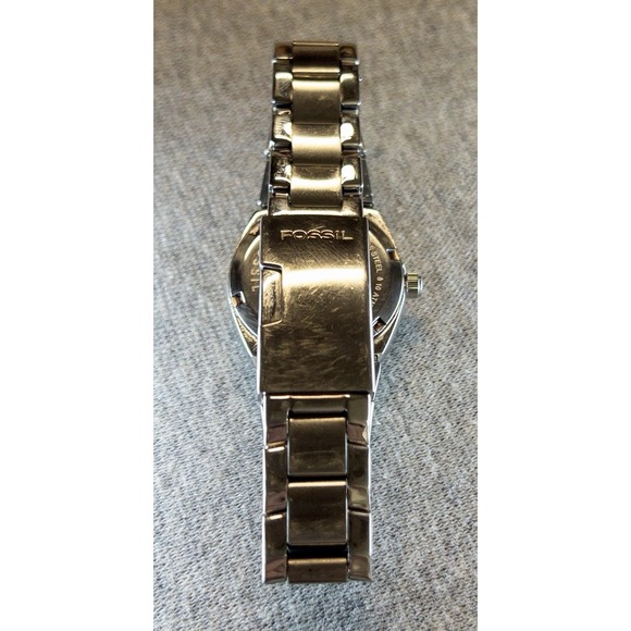 Fossil AM-4175 Pink MoP & Crystals Date Dial Stainless Steel‎ Womens 28mm Watch - Picture 6 of 14